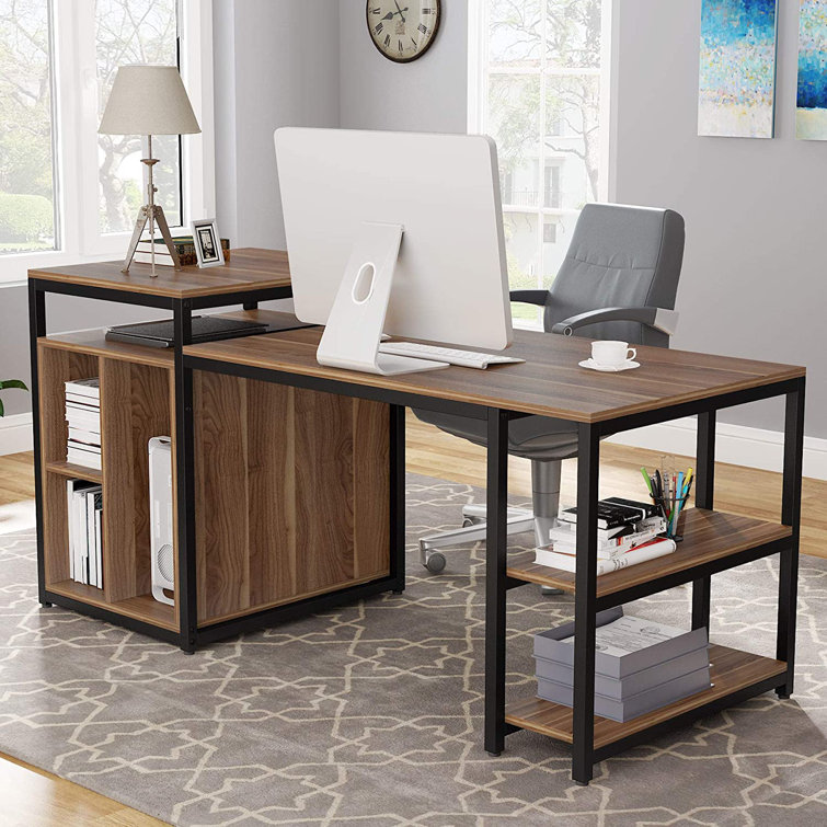 Inbox Zero Extra Large Computer Desk With Storage Shelf, Home Office